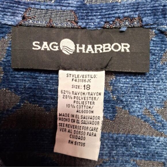 Sag Harbor Vintage Blue Brown Tapestry Blazer Plus Size 18 Geometric Y2K Retro - Picture 2 of 6